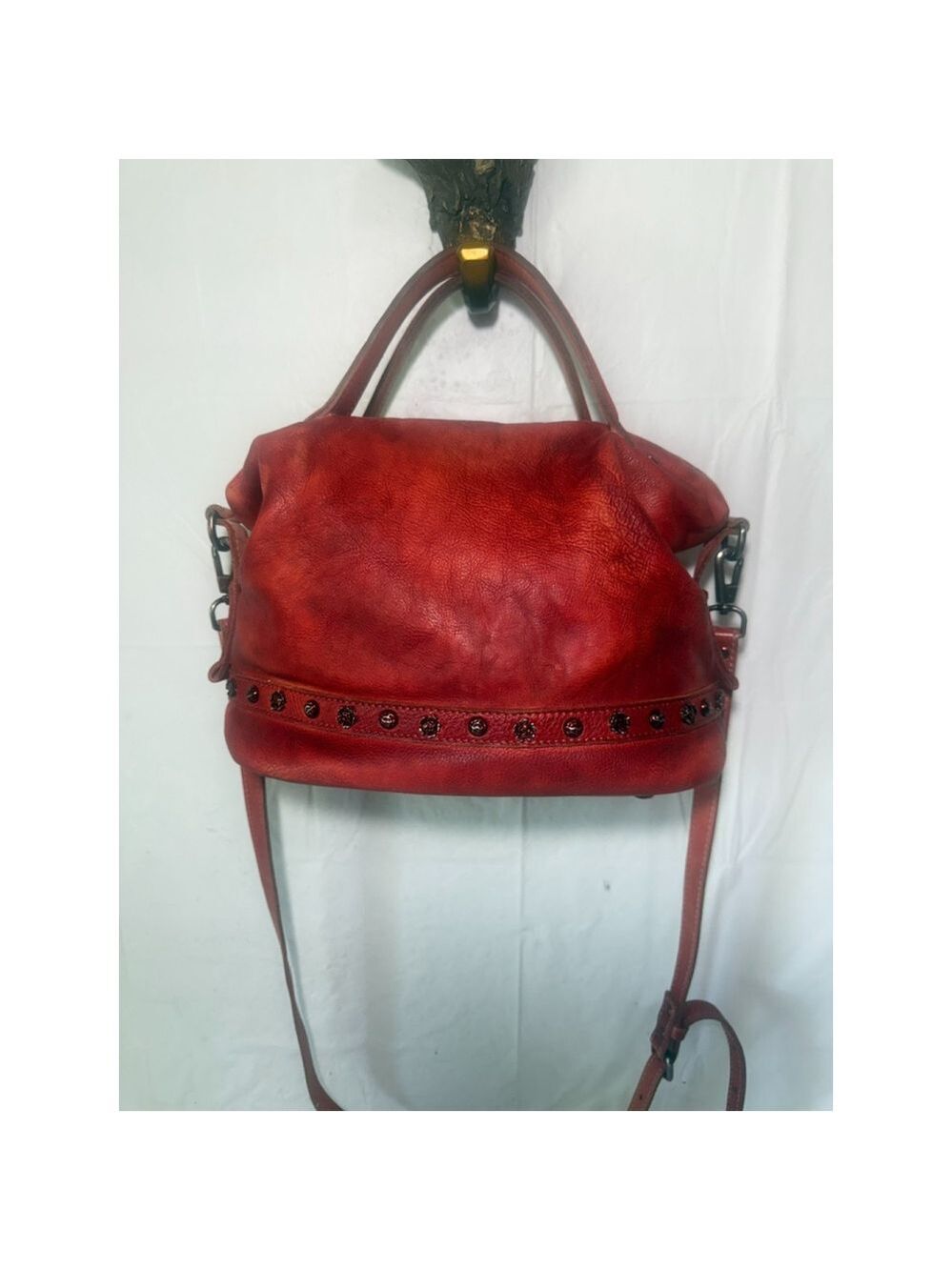 Real leather handbag Glamorous by GLAM Santa Croce RED